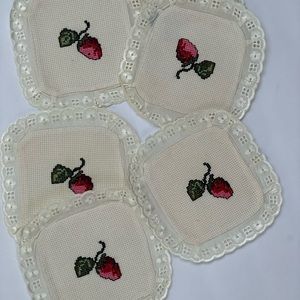 Handcrafted Coasters embroidered coasters, cross stitch coasters, set of 6